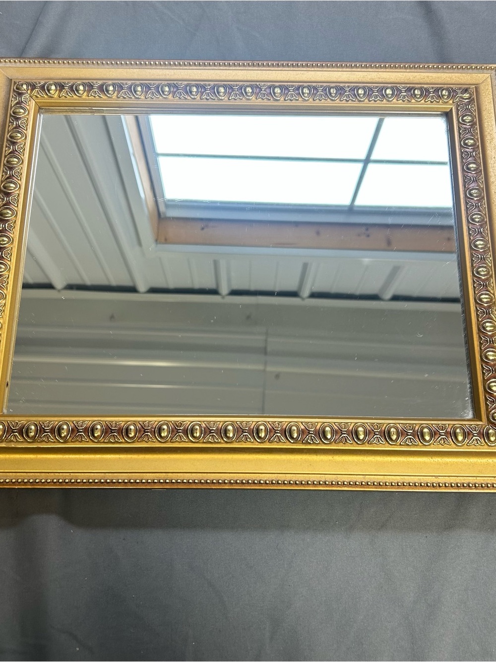 Vintage Mirrored Vanity Tray Gold Ornate 16"x13" Rectangle MCM Hollywood Regency